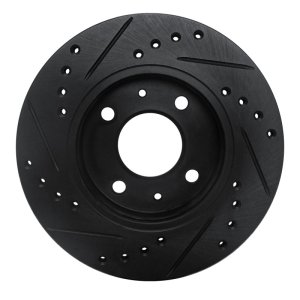 Nissan Pulsar NX Brake Rotor (1) - Front Right - R1 Concepts - Drilled & Slotted - Black - `86-`17